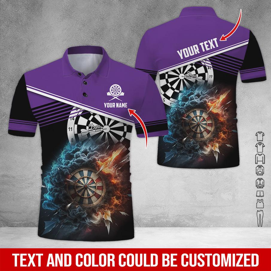 Customized Name & Text Darts Polo Shirt, Personalized Name Smoke Dartboard Polo Shirt For Men - Perfect Gift For Darts Lovers, Darts Players - Image 8