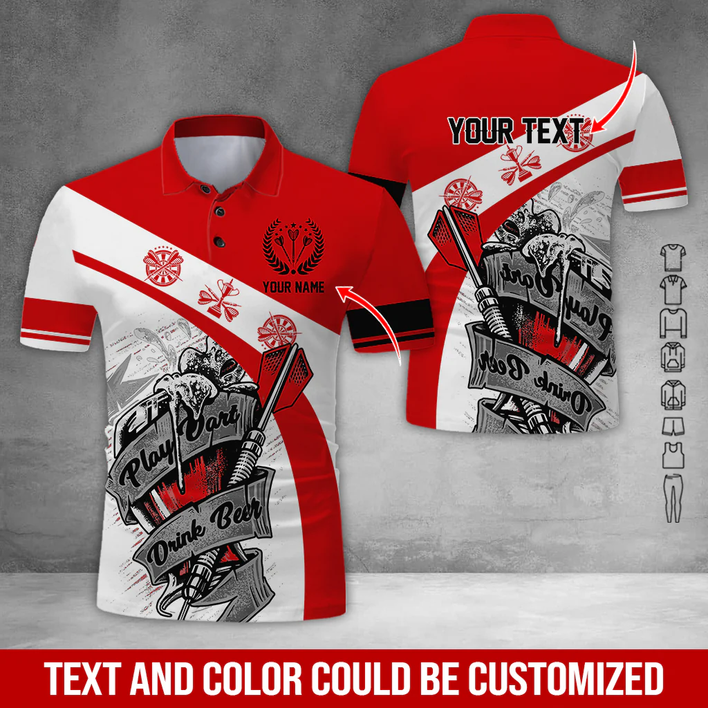 Customized Name & Text Darts Polo Shirt, Play Darts Drink Beer Personalized Darts Uniforms Polo Shirt - Perfect Gift For Darts Lovers, Darts Players - Image 10