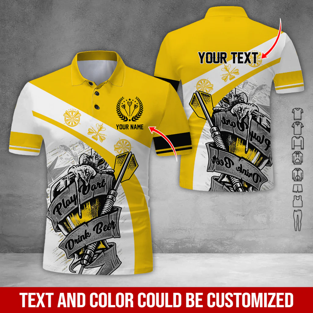 Customized Name & Text Darts Polo Shirt, Play Darts Drink Beer Personalized Darts Uniforms Polo Shirt - Perfect Gift For Darts Lovers, Darts Players - Image 12