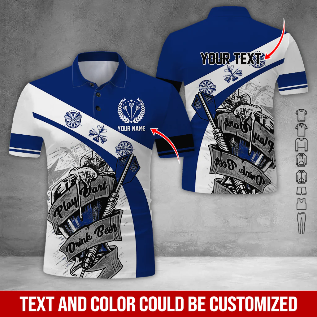 Customized Name & Text Darts Polo Shirt, Play Darts Drink Beer Personalized Darts Uniforms Polo Shirt - Perfect Gift For Darts Lovers, Darts Players - Image 5
