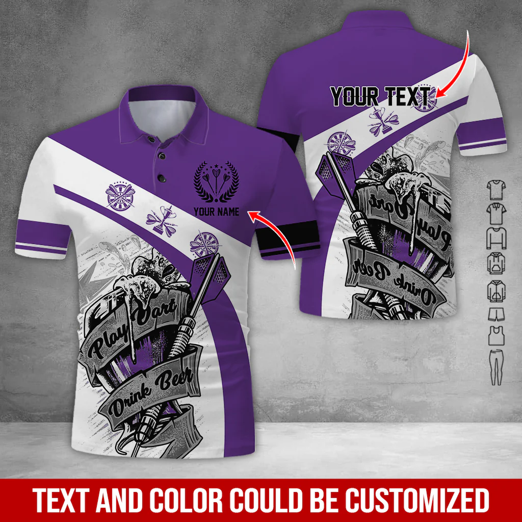 Customized Name & Text Darts Polo Shirt, Play Darts Drink Beer Personalized Darts Uniforms Polo Shirt - Perfect Gift For Darts Lovers, Darts Players - Image 9