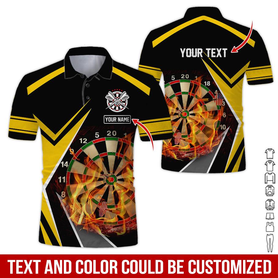 Customized Name & Text Darts Polo Shirts, Dartboard Flame Personalized Name Darts Polo Shirt For Men - Perfect Gift For Darts Lovers, Darts Players - Image 6