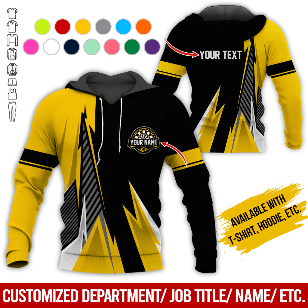 Customized Name & Text Darts Premium Hoodie, Custom Color Darts Hoodie Men & Women, Perfect Gift For Darts Lovers, Darts Player - Image 3