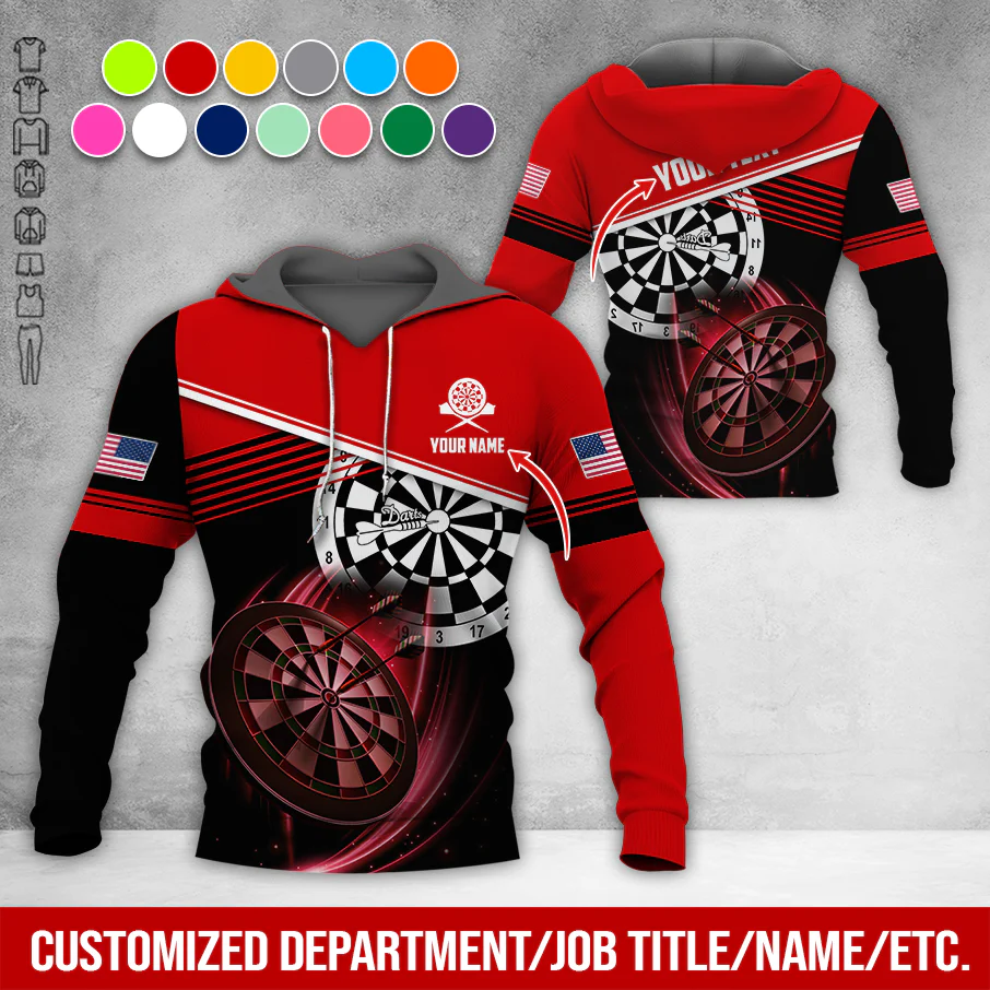 Customized Name & Text Darts Premium Hoodie, Custom National Flag, Darts Pattern Hoodie For Men & Women, Perfect Gift For Darts Lovers, Darts Player - Image 3