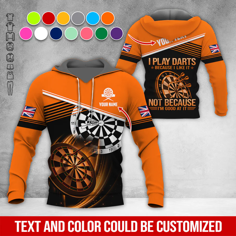 Customized Name & Text Darts Premium Hoodie, Custom National Flag, I Like Darts Hoodie For Men & Women, Perfect Gift For Darts Lovers, Darts Player - Image 10