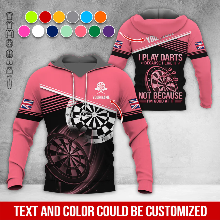 Customized Name & Text Darts Premium Hoodie, Custom National Flag, I Like Darts Hoodie For Men & Women, Perfect Gift For Darts Lovers, Darts Player - Image 11