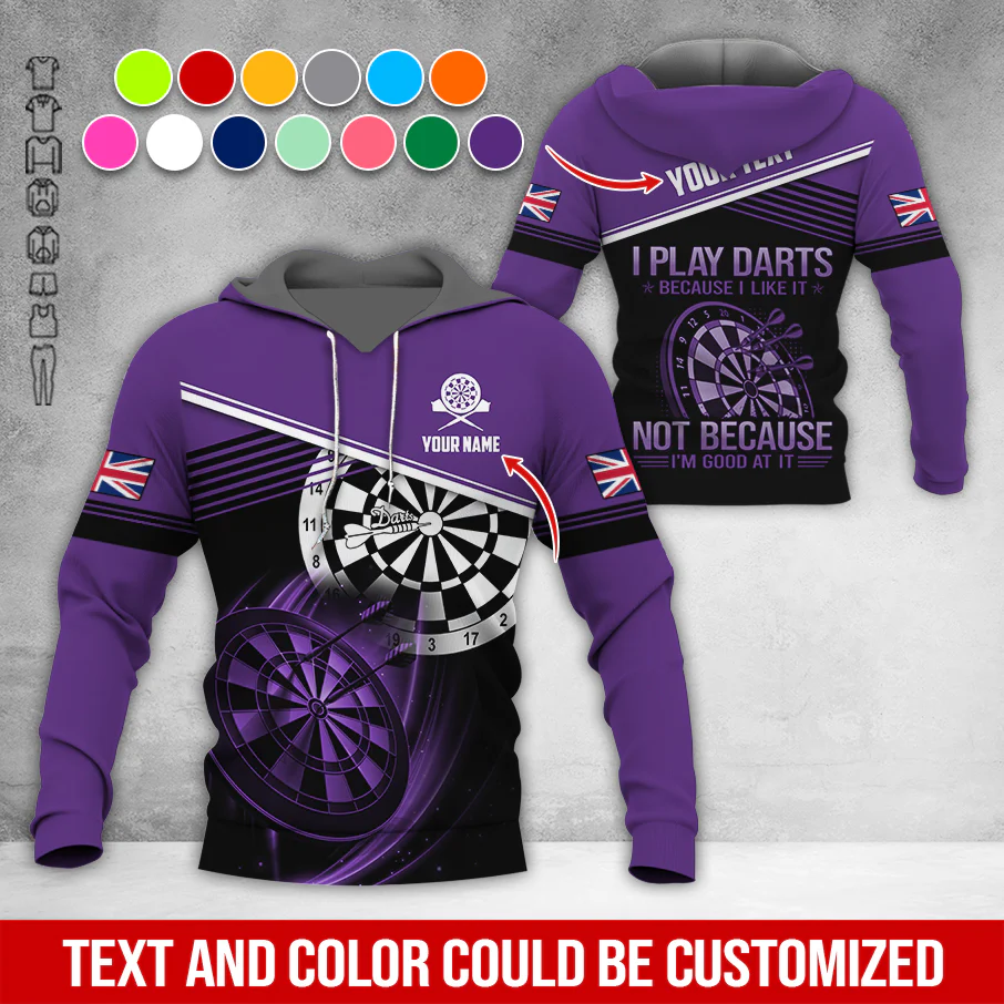 Customized Name & Text Darts Premium Hoodie, Custom National Flag, I Like Darts Hoodie For Men & Women, Perfect Gift For Darts Lovers, Darts Player - Image 12