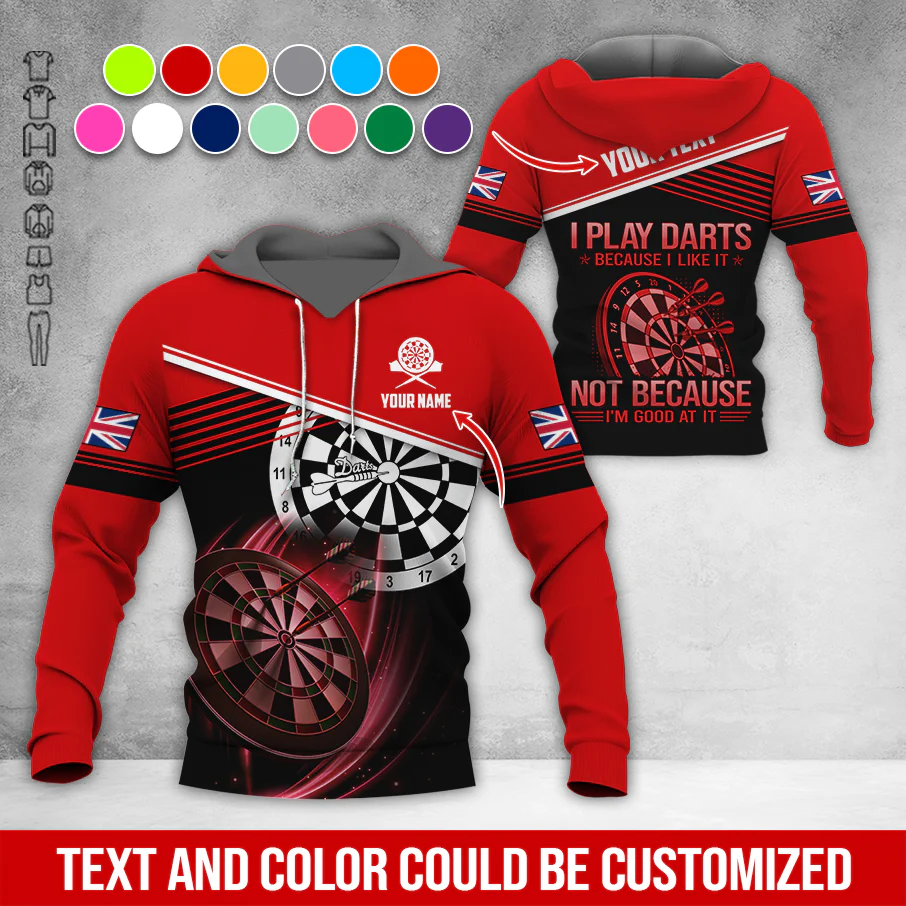 Customized Name & Text Darts Premium Hoodie, Custom National Flag, I Like Darts Hoodie For Men & Women, Perfect Gift For Darts Lovers, Darts Player - Image 3
