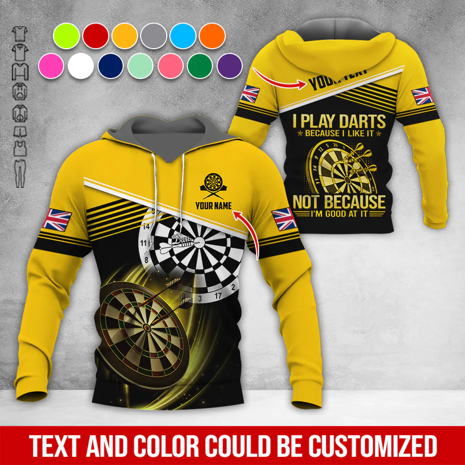 Customized Name & Text Darts Premium Hoodie, Custom National Flag, I Like Darts Hoodie For Men & Women, Perfect Gift For Darts Lovers, Darts Player - Image 5