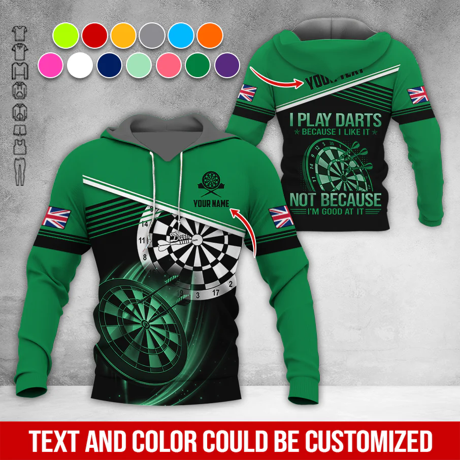 Customized Name & Text Darts Premium Hoodie, Custom National Flag, I Like Darts Hoodie For Men & Women, Perfect Gift For Darts Lovers, Darts Player - Image 6