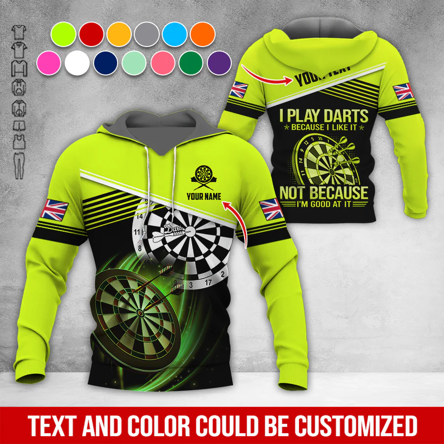 Customized Name & Text Darts Premium Hoodie, Custom National Flag, I Like Darts Hoodie For Men & Women, Perfect Gift For Darts Lovers, Darts Player - Image 7