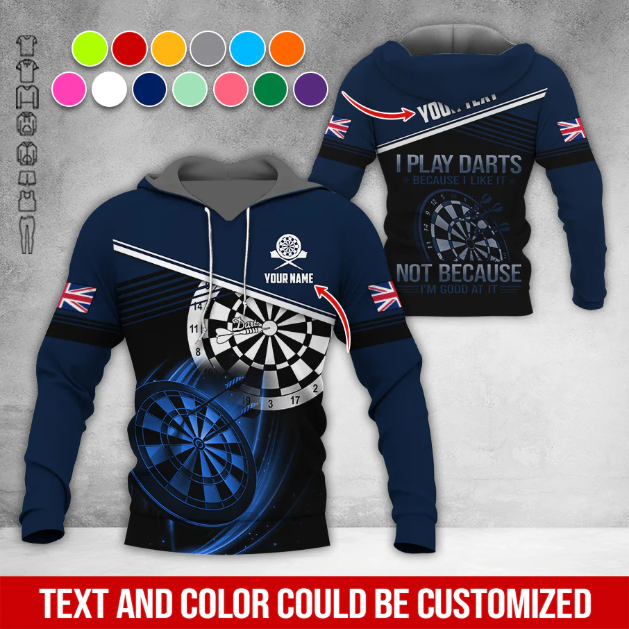Customized Name & Text Darts Premium Hoodie, Custom National Flag, I Like Darts Hoodie For Men & Women, Perfect Gift For Darts Lovers, Darts Player - Image 8