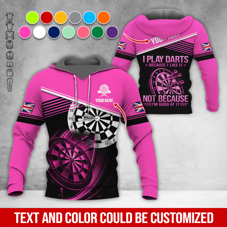 Customized Name & Text Darts Premium Hoodie, Custom National Flag, I Like Darts Hoodie For Men & Women, Perfect Gift For Darts Lovers, Darts Player - Image 9