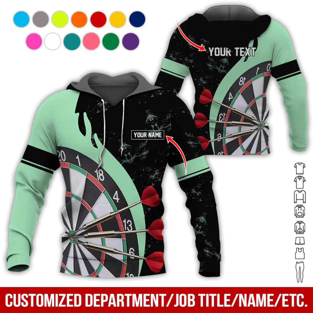 Customized Name & Text Darts Premium Hoodie, Darts & Moss Pattern Hoodie, Perfect Gift For Darts Lovers, Friend, Family - Image 10