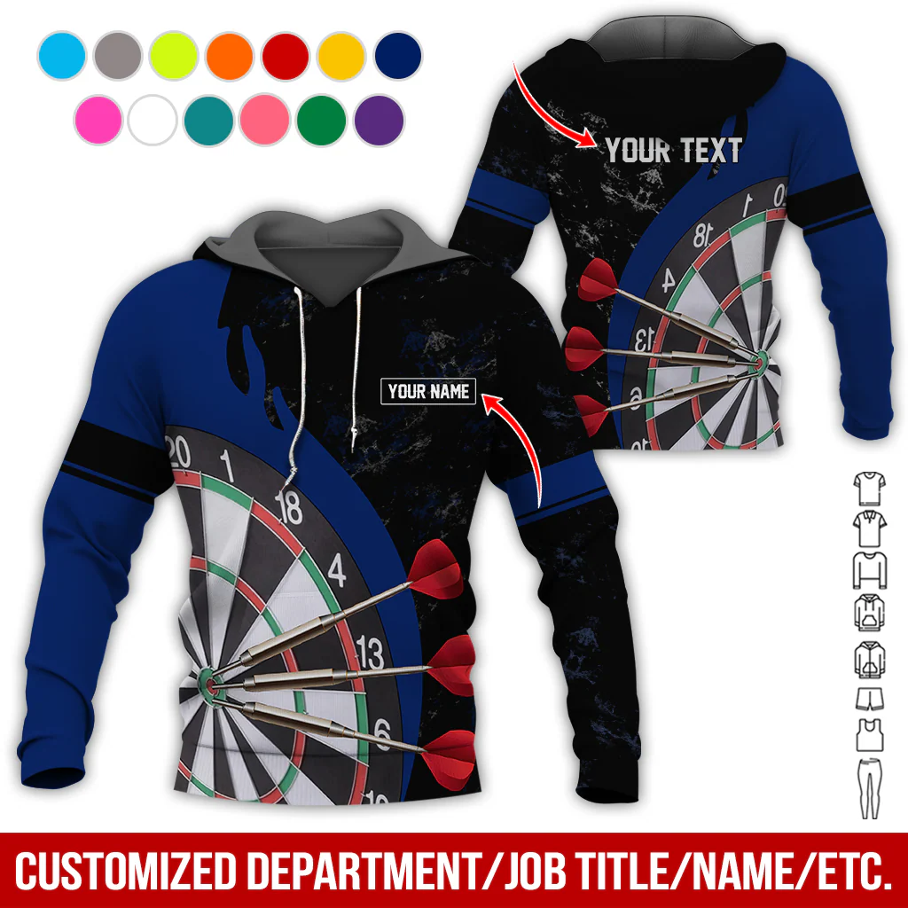 Customized Name & Text Darts Premium Hoodie, Darts & Moss Pattern Hoodie, Perfect Gift For Darts Lovers, Friend, Family - Image 5