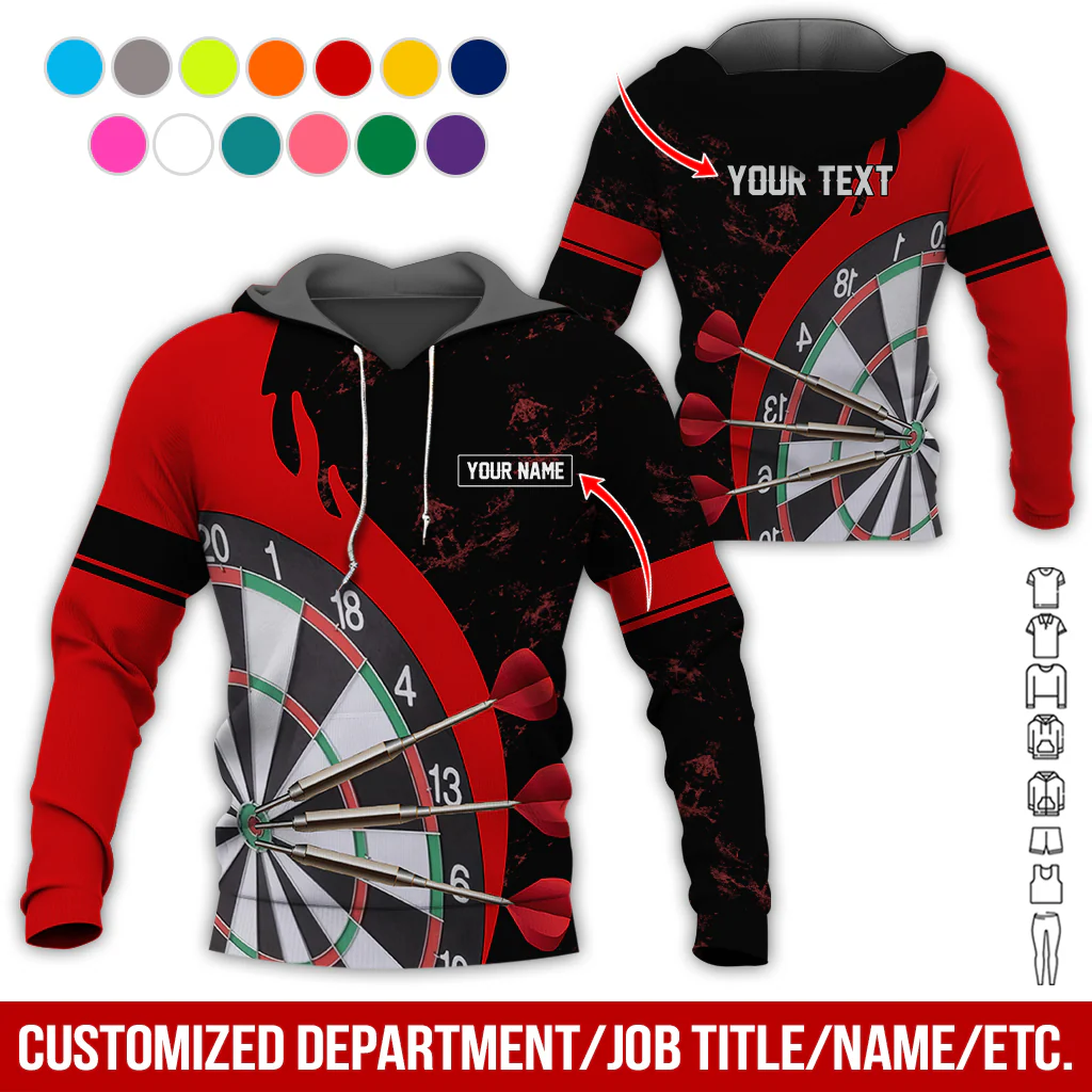 Customized Name & Text Darts Premium Hoodie, Darts & Moss Pattern Hoodie, Perfect Gift For Darts Lovers, Friend, Family - Image 9