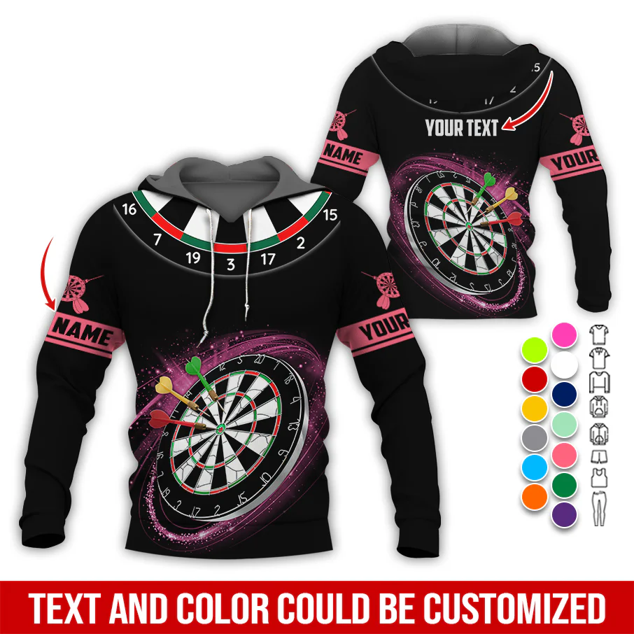Customized Name & Text Darts Premium Hoodie, Darts Pattern Black Hoodie, Perfect Gift For Darts Lovers, Friend, Family - Image 10