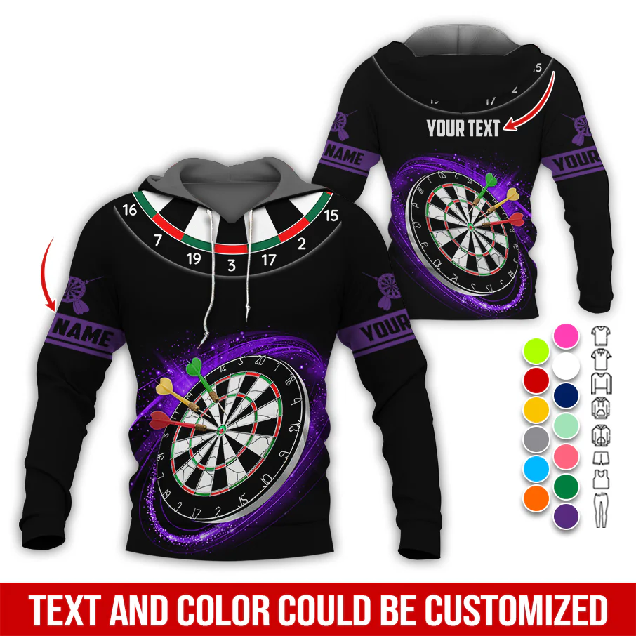 Customized Name & Text Darts Premium Hoodie, Darts Pattern Black Hoodie, Perfect Gift For Darts Lovers, Friend, Family - Image 11
