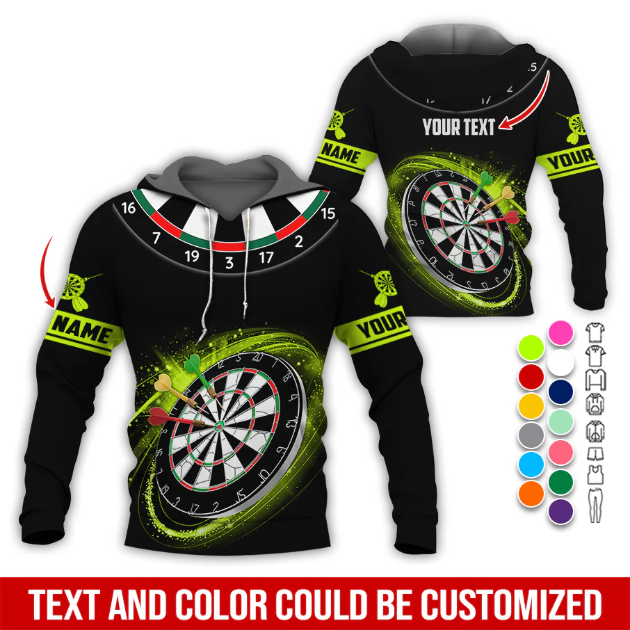 Customized Name & Text Darts Premium Hoodie, Darts Pattern Black Hoodie, Perfect Gift For Darts Lovers, Friend, Family - Image 6