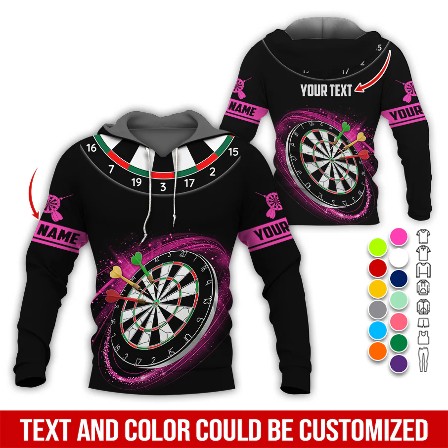 Customized Name & Text Darts Premium Hoodie, Darts Pattern Black Hoodie, Perfect Gift For Darts Lovers, Friend, Family - Image 8