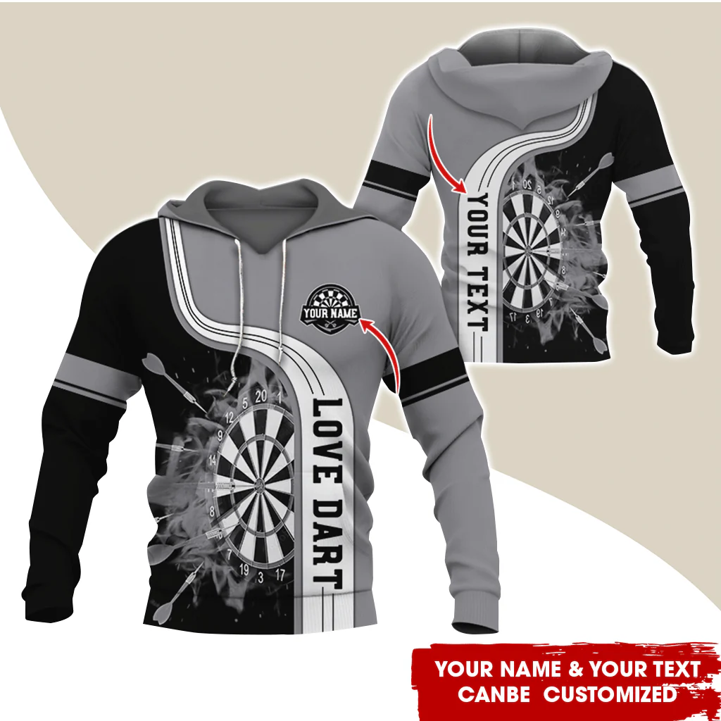 Customized Name & Text Darts Premium Hoodie, Darts Pattern Colorful Hoodie, Perfect Gift For Darts Lovers, Friend, Family - Image 2