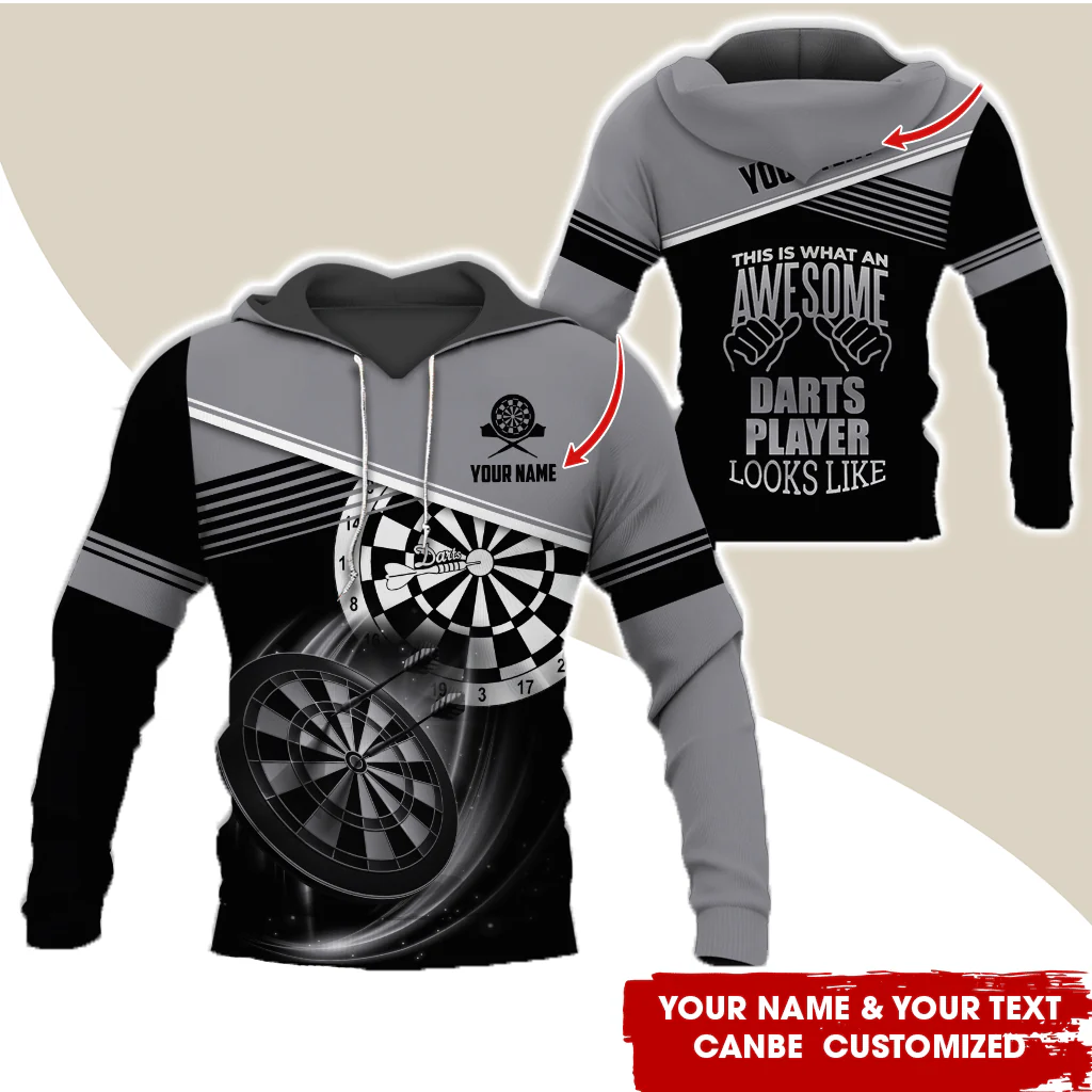 Customized Name & Text Darts Premium Hoodie, Darts Player Looks Like Hoodie, Perfect Gift For Darts Lovers, Darts Player - Image 2