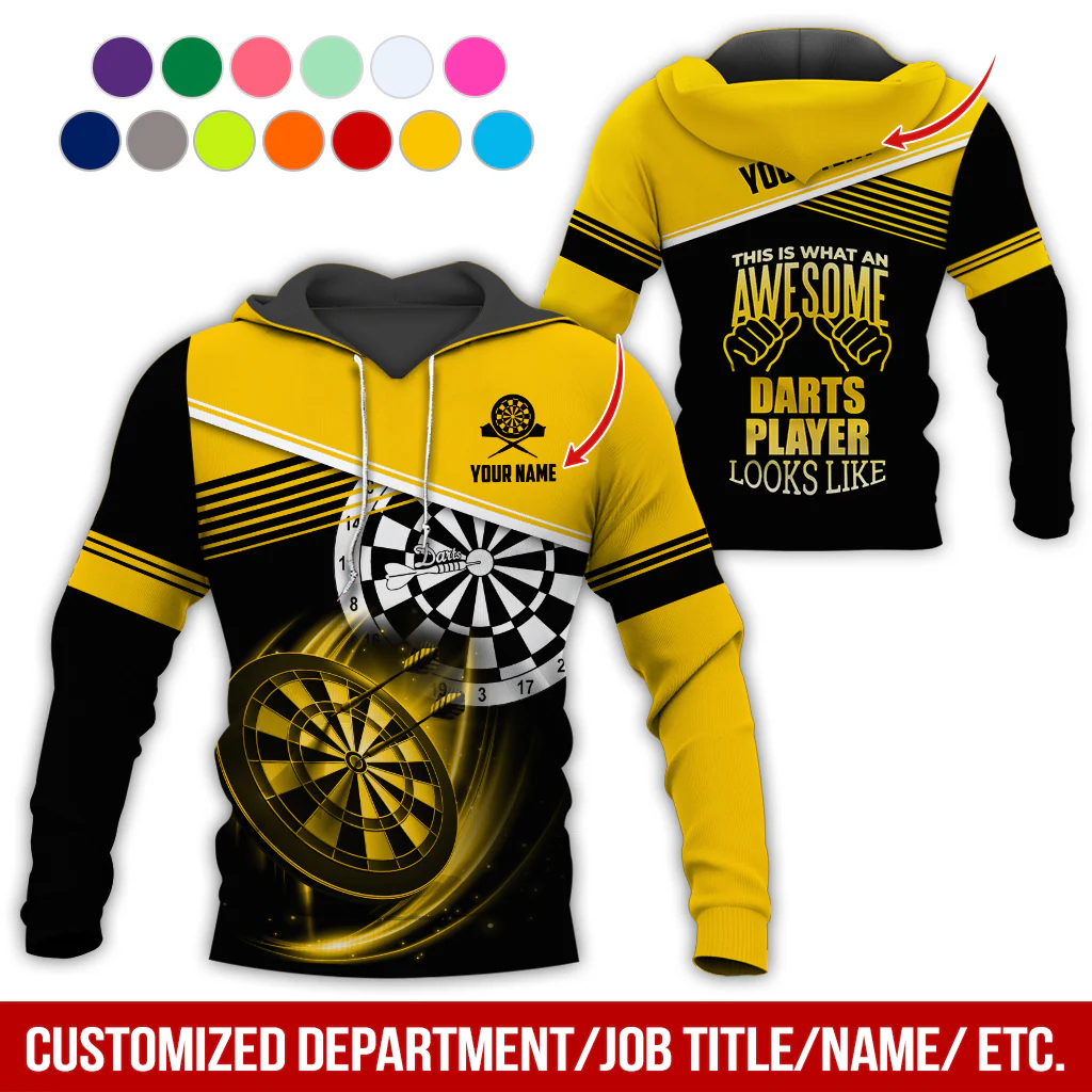 Customized Name & Text Darts Premium Hoodie, Darts Player Looks Like Hoodie, Perfect Gift For Darts Lovers, Darts Player - Image 4