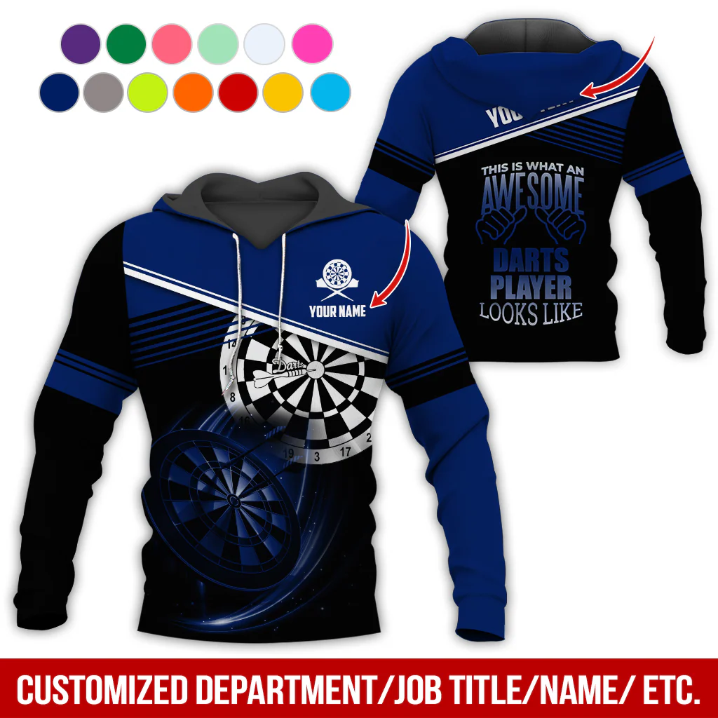 Customized Name & Text Darts Premium Hoodie, Darts Player Looks Like Hoodie, Perfect Gift For Darts Lovers, Darts Player - Image 7