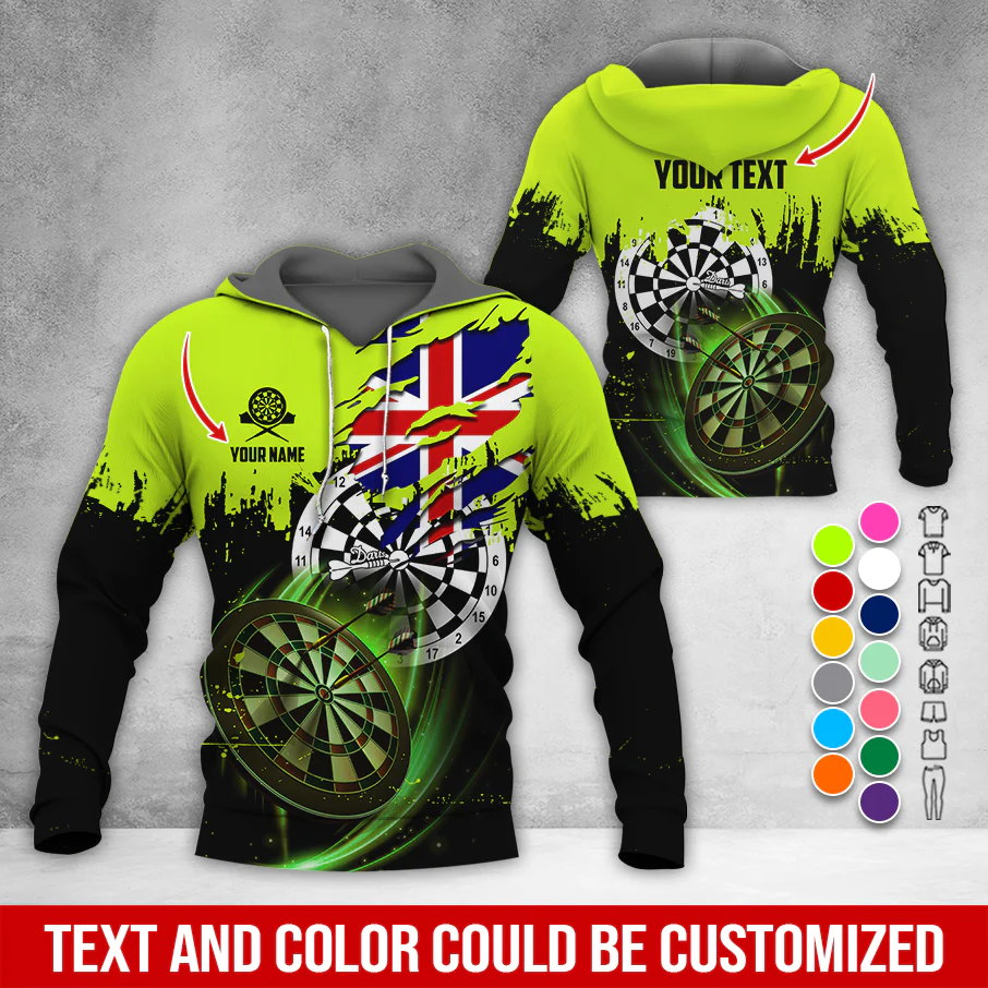 Customized Name & Text Darts Premium Hoodie, England Flag Darts Hoodie, Perfect Gift For Darts Lovers, Friend, Family - Image 5