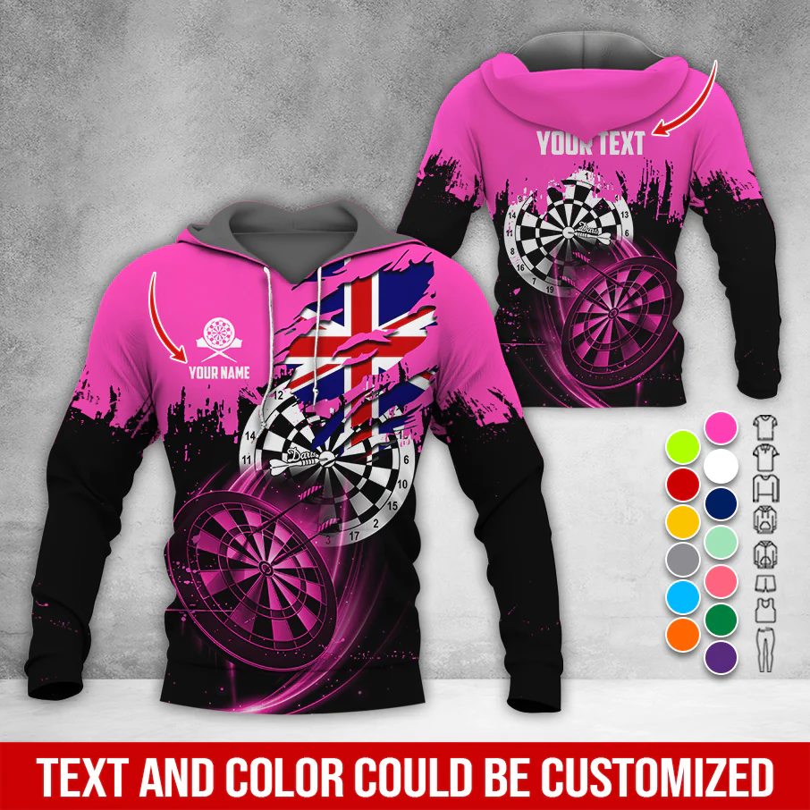 Customized Name & Text Darts Premium Hoodie, England Flag Darts Hoodie, Perfect Gift For Darts Lovers, Friend, Family - Image 7