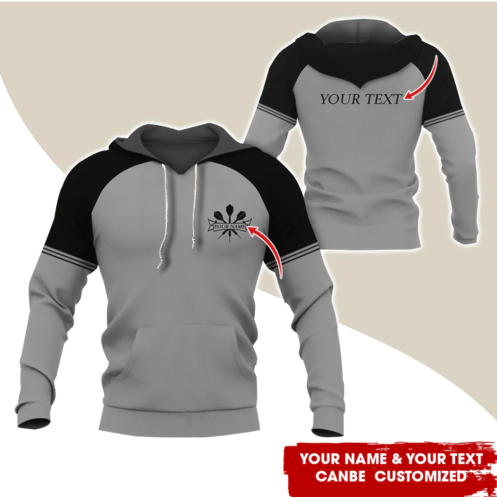 Customized Name & Text Darts Premium Hoodie, Happy With Darts Hoodie, Perfect Gift For Darts Lovers, Darts Player - Image 2