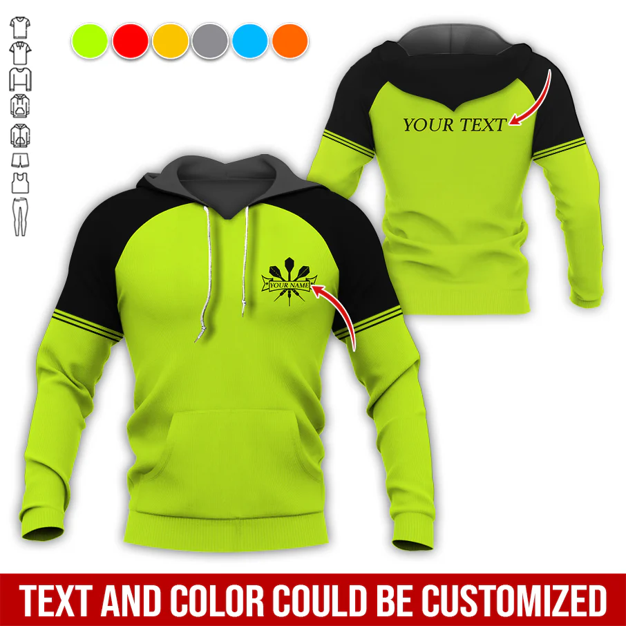 Customized Name & Text Darts Premium Hoodie, Happy With Darts Hoodie, Perfect Gift For Darts Lovers, Darts Player - Image 3