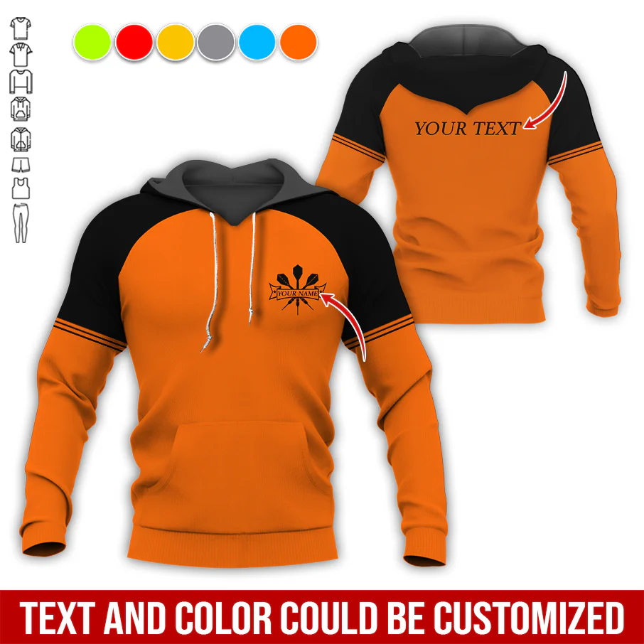 Customized Name & Text Darts Premium Hoodie, Happy With Darts Hoodie, Perfect Gift For Darts Lovers, Darts Player - Image 4