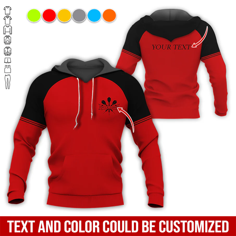 Customized Name & Text Darts Premium Hoodie, Happy With Darts Hoodie, Perfect Gift For Darts Lovers, Darts Player - Image 5