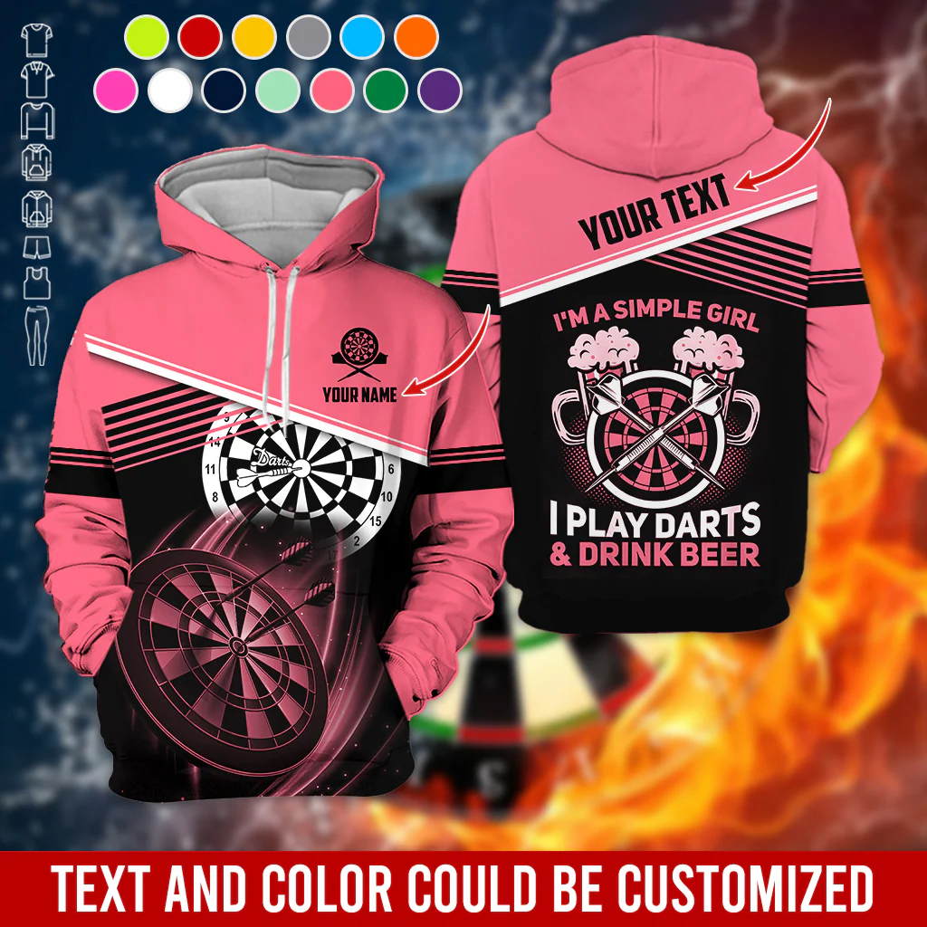 Customized Name & Text Darts Premium Hoodie, I'm A Simple Girl Darts Hoodie, Perfect Gift For Darts Lovers, Darts Player - Image 10