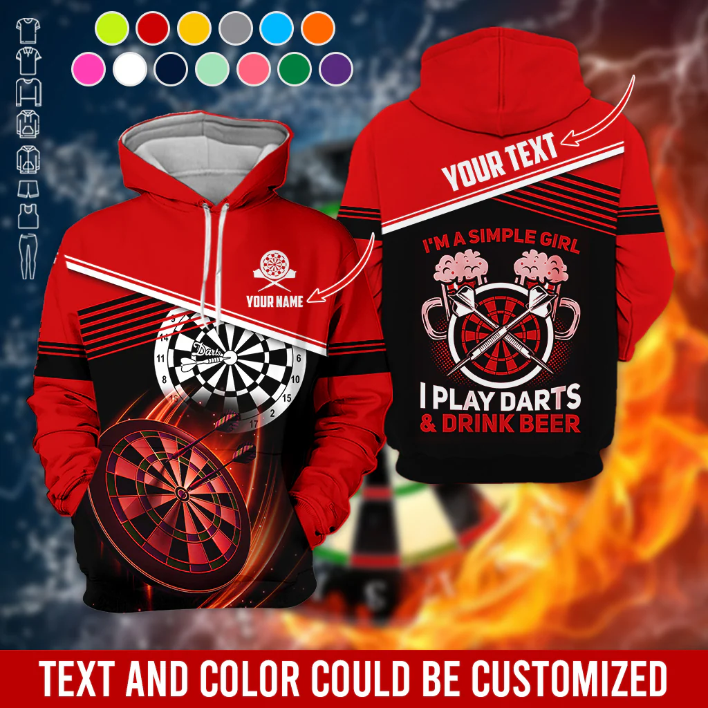 Customized Name & Text Darts Premium Hoodie, I'm A Simple Girl Darts Hoodie, Perfect Gift For Darts Lovers, Darts Player - Image 12