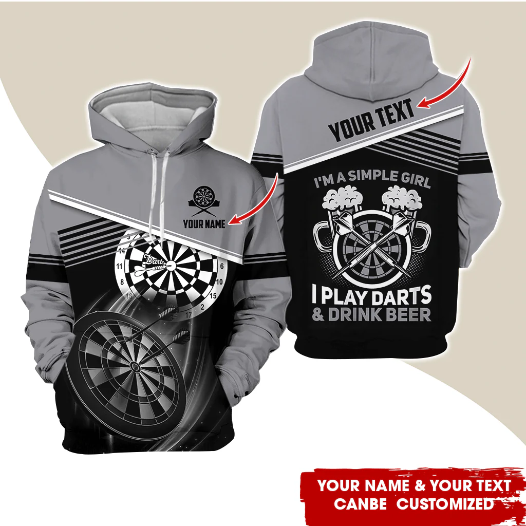 Customized Name & Text Darts Premium Hoodie, I'm A Simple Girl Darts Hoodie, Perfect Gift For Darts Lovers, Darts Player - Image 2
