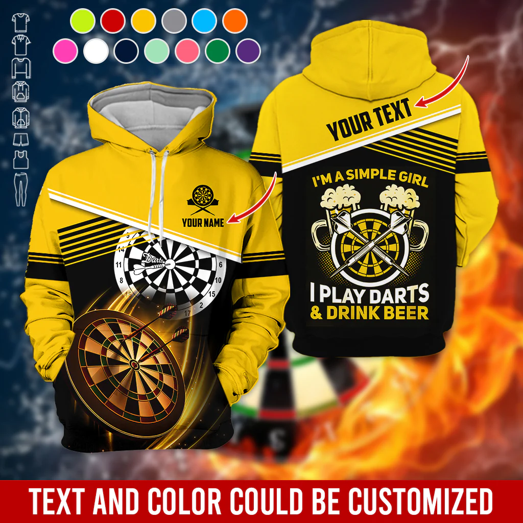 Customized Name & Text Darts Premium Hoodie, I'm A Simple Girl Darts Hoodie, Perfect Gift For Darts Lovers, Darts Player - Image 4