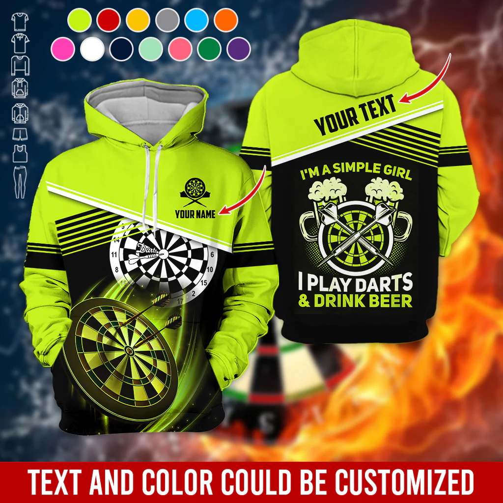 Customized Name & Text Darts Premium Hoodie, I'm A Simple Girl Darts Hoodie, Perfect Gift For Darts Lovers, Darts Player - Image 6