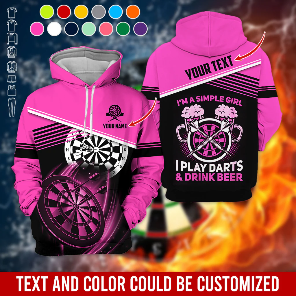 Customized Name & Text Darts Premium Hoodie, I'm A Simple Girl Darts Hoodie, Perfect Gift For Darts Lovers, Darts Player - Image 8