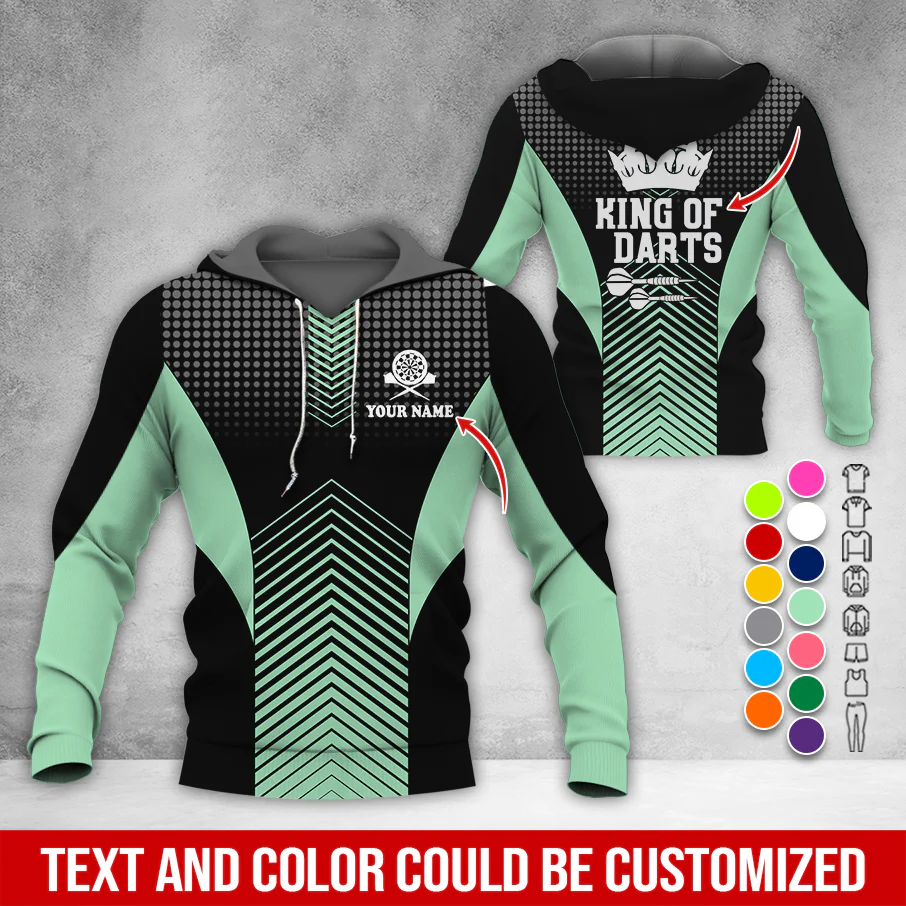 Customized Name & Text Darts Premium Hoodie, King Of Darts, Spot Pattern Hoodie, Perfect Gift For Darts Lovers, Darts Player - Image 3