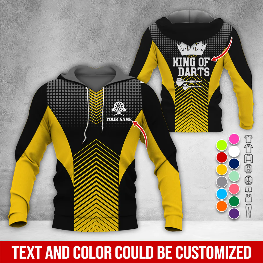 Customized Name & Text Darts Premium Hoodie, King Of Darts, Spot Pattern Hoodie, Perfect Gift For Darts Lovers, Darts Player - Image 4