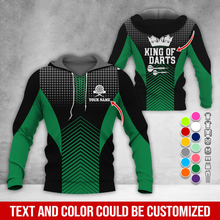 Customized Name & Text Darts Premium Hoodie, King Of Darts, Spot Pattern Hoodie, Perfect Gift For Darts Lovers, Darts Player - Image 5