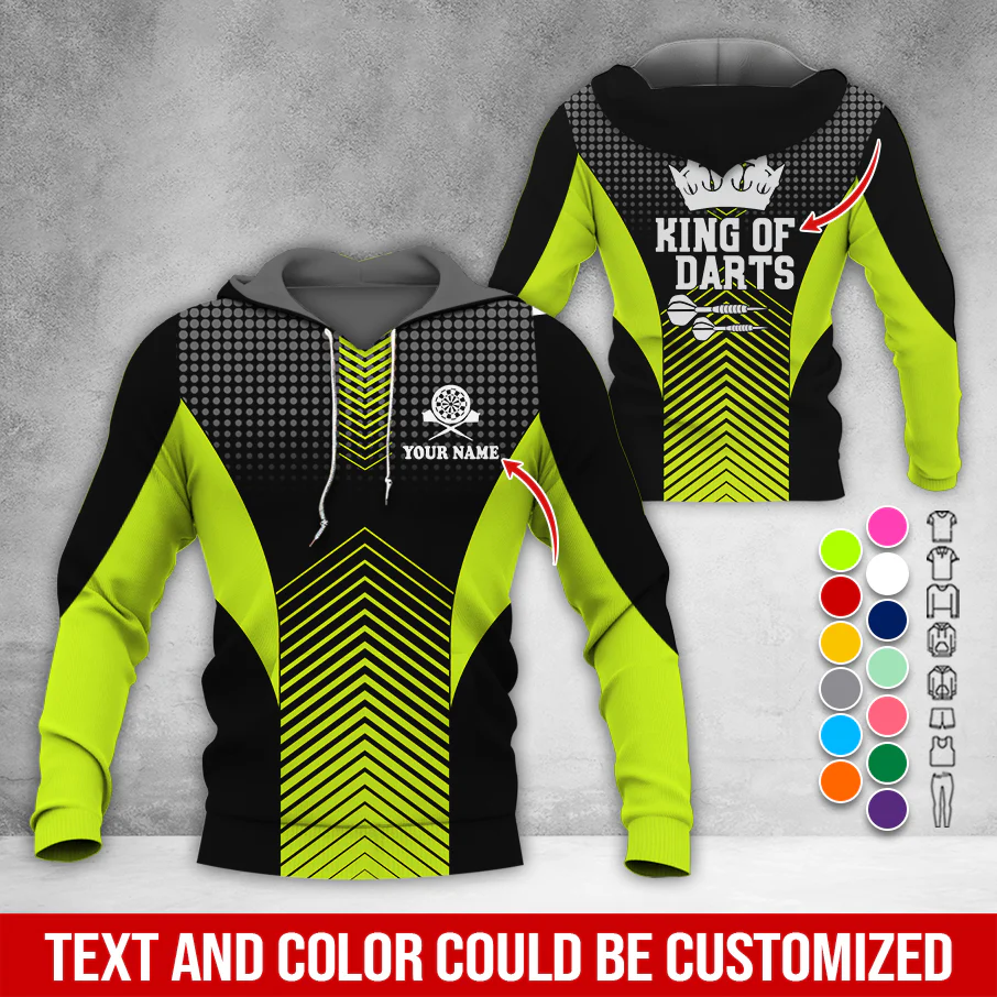 Customized Name & Text Darts Premium Hoodie, King Of Darts, Spot Pattern Hoodie, Perfect Gift For Darts Lovers, Darts Player - Image 6