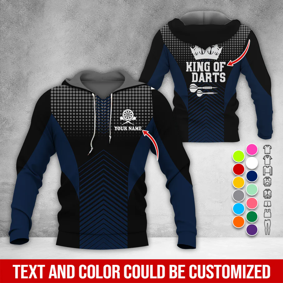 Customized Name & Text Darts Premium Hoodie, King Of Darts, Spot Pattern Hoodie, Perfect Gift For Darts Lovers, Darts Player - Image 7
