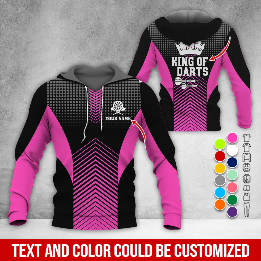 Customized Name & Text Darts Premium Hoodie, King Of Darts, Spot Pattern Hoodie, Perfect Gift For Darts Lovers, Darts Player - Image 8