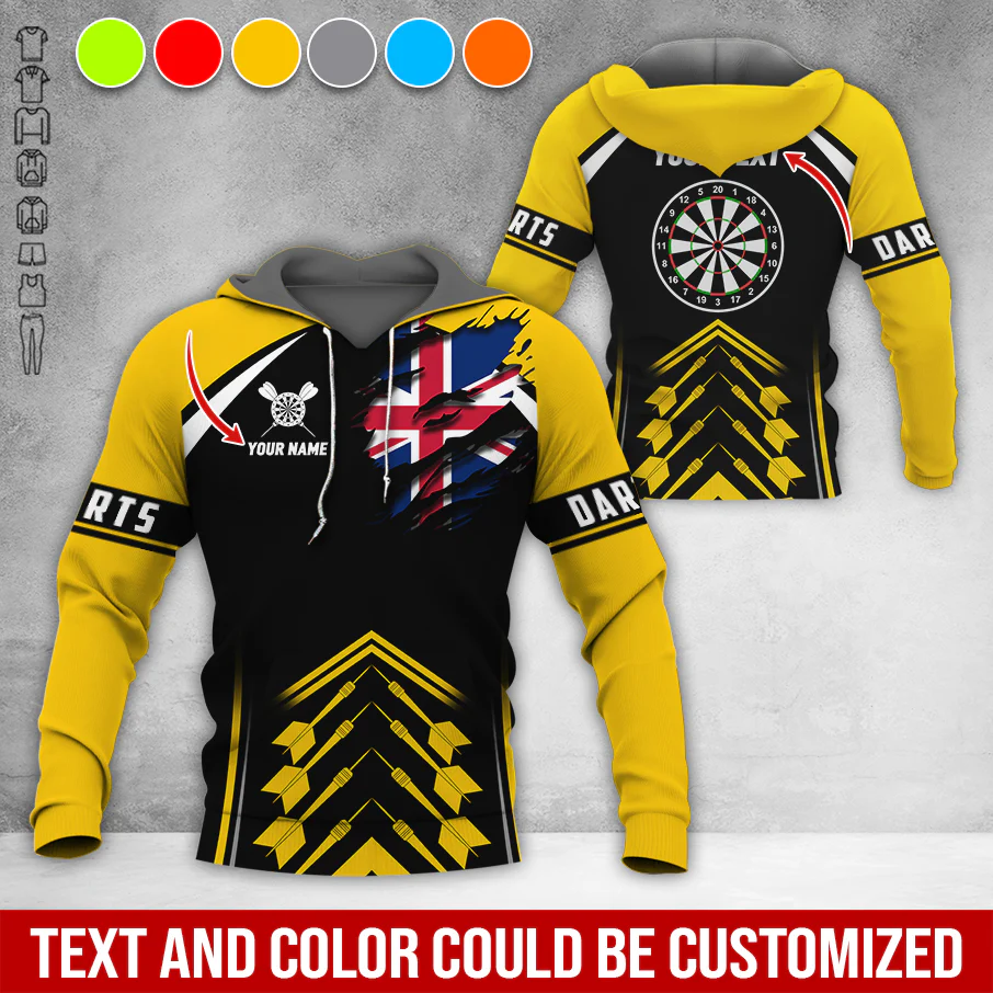Customized Name & Text Darts Premium Hoodie, Personalized National flag Darts Hoodie, Perfect Gift For Darts Lovers, Darts Player - Image 6