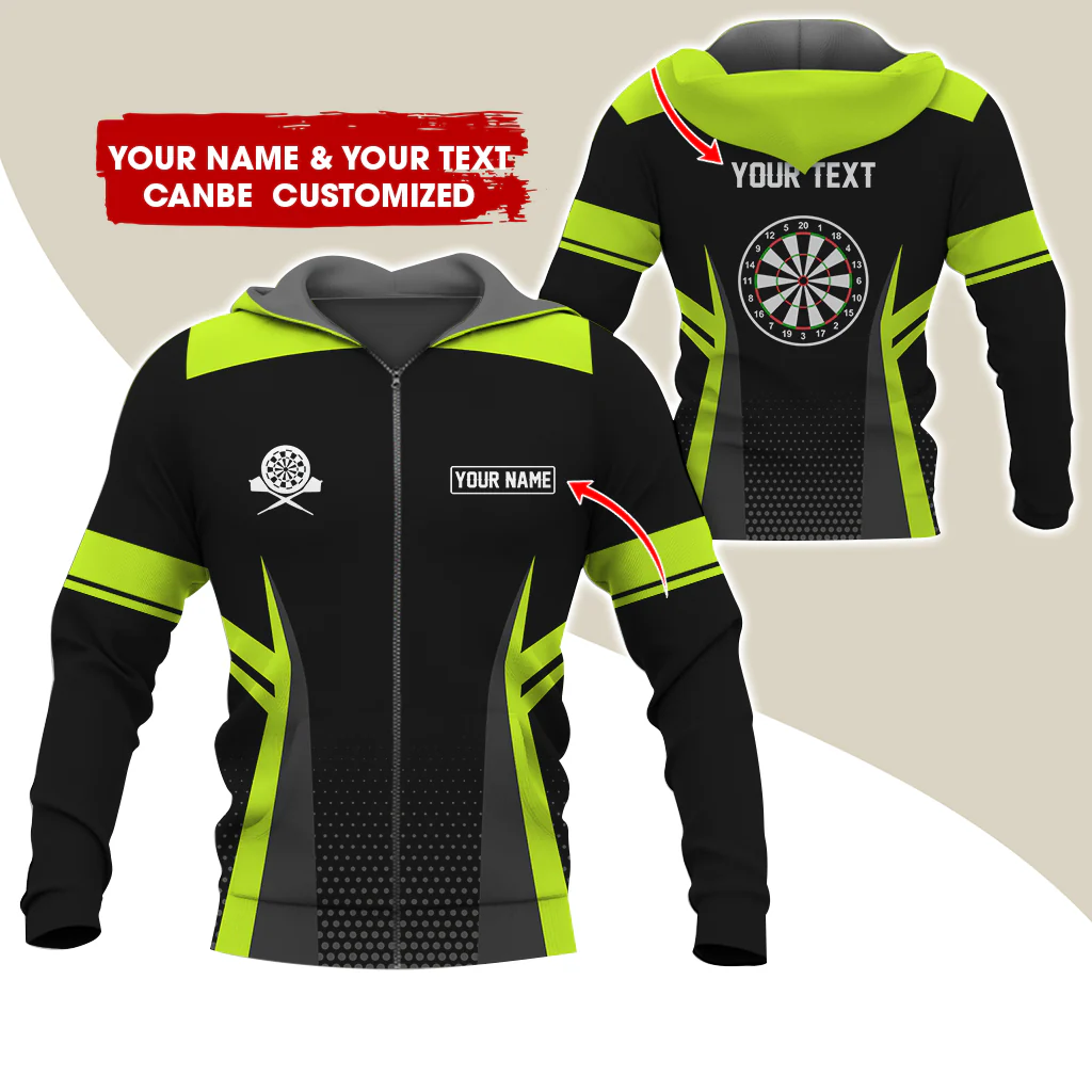 Customized Name & Text Darts Premium Zip Hoodie, Personalized Dartboard Zip Hoodie For Men & Women - Gift For Darts Lovers, Darts Players - Image 6