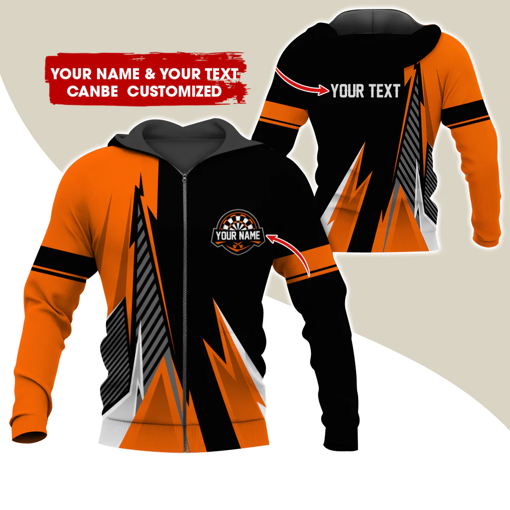 Customized Name & Text Darts Premium Zip Hoodie , Personalized Name Darts Zip Hoodie For Men & Women - Gift For Darts Lovers, Darts Players - Image 11