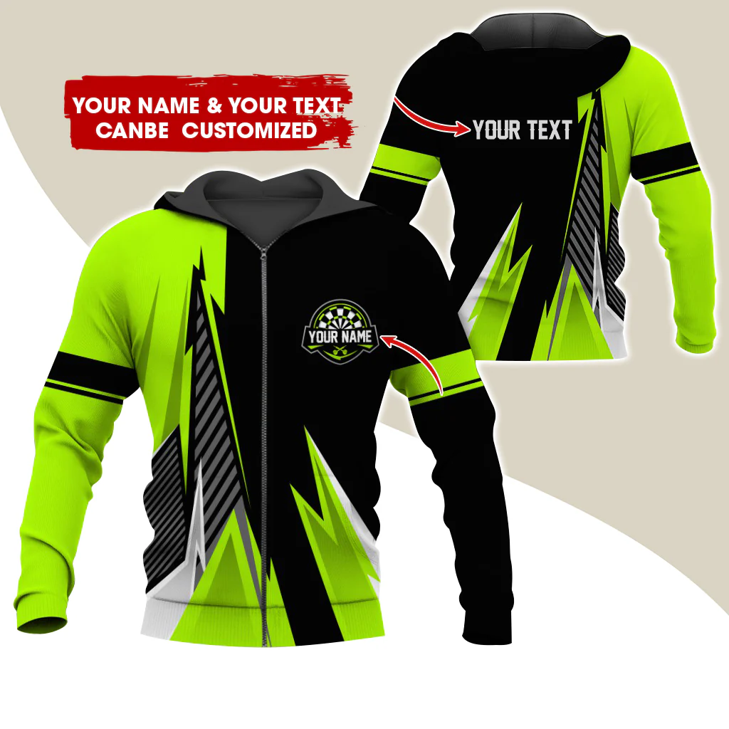 Customized Name & Text Darts Premium Zip Hoodie , Personalized Name Darts Zip Hoodie For Men & Women - Gift For Darts Lovers, Darts Players - Image 12